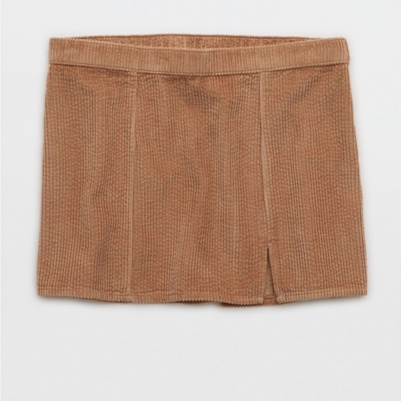 AERIE WOMENS CORDUROY BEIGE TAN MICRO MINI SKIRT NWT SMALL - Picture 5 of 7